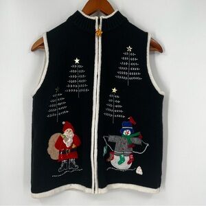 Design Originals Christmas vest ugly sweater Santa Claus & snowman
